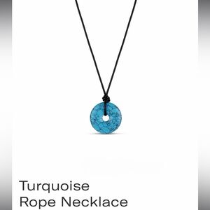 Turquoise Donut Pendant Necklace on Black Rope